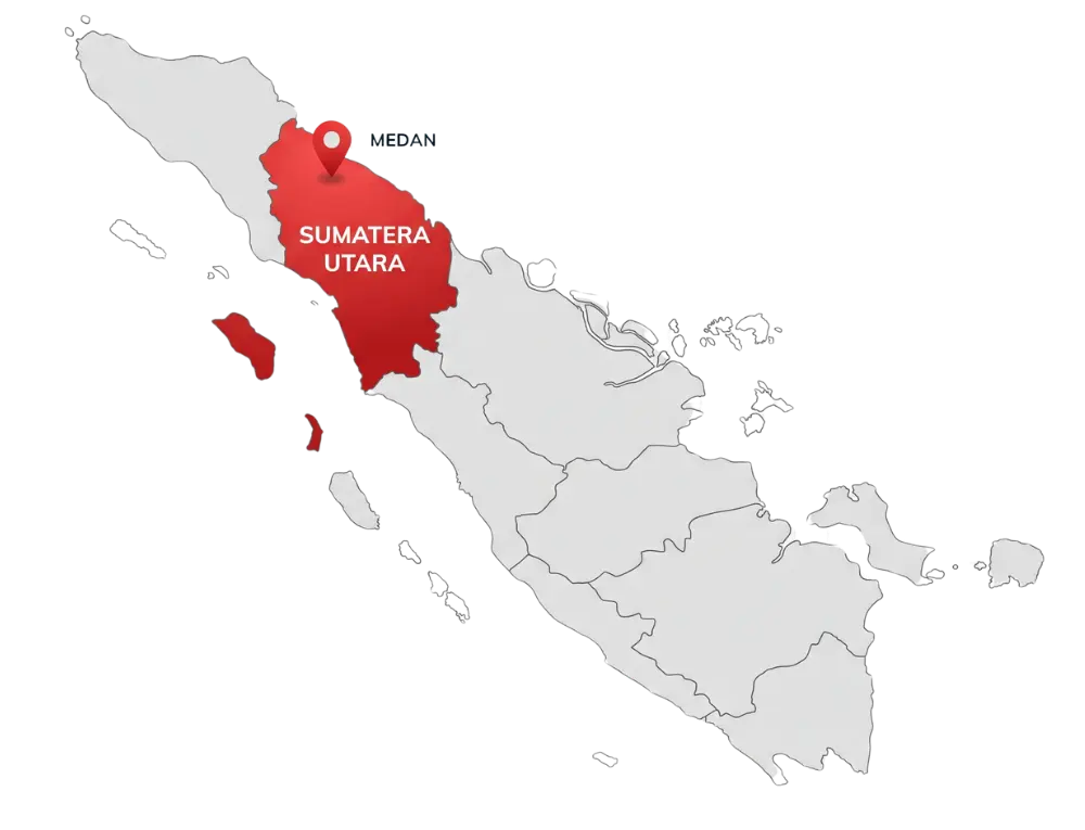 Area layanan aplikator ACP Gemilang Bahagia di Sumatera Utara Peta area layanan aplikator ACP Gemilang Bahagia dari Medan ke seluruh Sumatera Utara